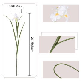 INSUNSIX 5 Pcs Fake Iris Flowers 26.8” White Silk Irises Flowers Artificial Iris Decor for Kitchen Table Vase Wedding Party Aisle DIY Office Home Living Room Decoration(White)