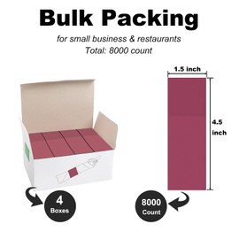 NATURALABEL Bulk Pack of 8,000, Self-Adhesive Napkin Bands for Small Business, Restaurants, Events - 4 Boxes, 2000 per Box (Burgundy)