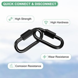 M METERXITY 10-Pack Chain Quick Links, M6 Electroplated Iron 2.28 Inch Heavy Chain Connector Link for Traveling Equipment/Hiking/Hammock Hanging, 33Lbs Weight Capacity Screw Locking Clips