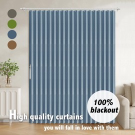 AJAZZ 100% Blackout Doorway Curtains Accordion Doors for Doorway Curtains Applicable Patio Door Curtain Sliding Door Curtains Sliding Door Blinds Closet Curtains(Blue 98" W x 106" L) 1 Panel