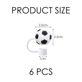 6 Pieces Football Straw Caps, Straw Dust Cover, PVC Cartoon Straw Cover, Straw Protective Cover, Reusable Straw Cover