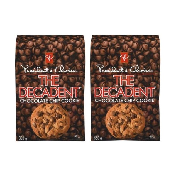 2 Packs of 12.35 Oz President's Choice the Decadent Chocolate Chip Cookie = 2 x 12.35 = 24.70 Oz