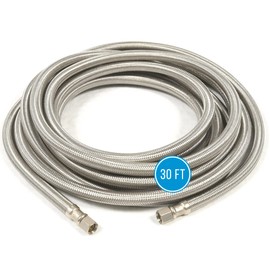 LONG Refrigerator Hose (30 FT) - Universal Fit to ALL Refrigerator Brands - Icemaker Water Supply Line - ¼” x ¼” Connections - Refrigerator Supply Hose for Ice & Water