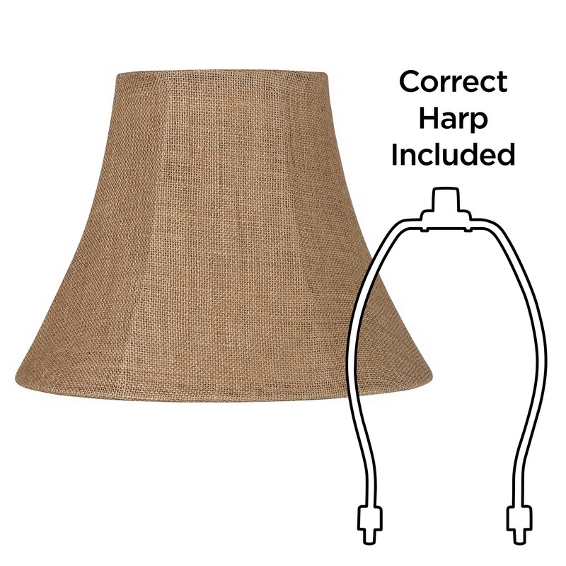 Set of 2 Bell Lamp Shades Natural Burlap Large 7"