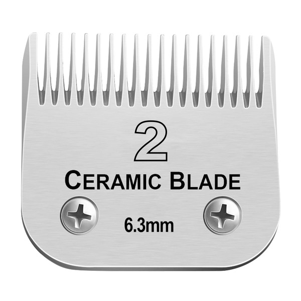 Professional Detachable Replacement Ceramic Blades set,compatible with Andis AGC,BDC,BGC,MBG Series,oster Classic 76/Star-Teq/Power-Teq Clippers,Size 2#,1/4-Inch(6.3mm)