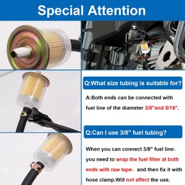 smseace 5pcs 3/8 inch inline fuel filter with 10pcs hose clamp for 3/8 inch fuel pipe used for motorcycles, car, trucks Universal Fuel Filters