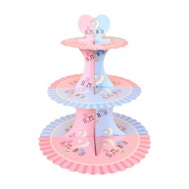 DZBJIPT Gender Reveal Cupcake Stand 3 Tier Cupcake Stand Blue and Pink Baby Gender Reveal Decorations for Boy Girl Baby Gender Reveal Birthday Party Baby Shower Supplies Decoration