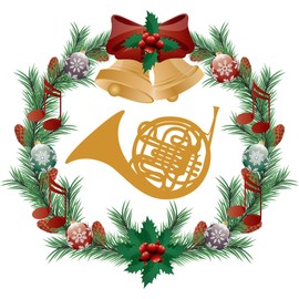 CafePress French Horn Christmas Music Wreath Acrylic Round Ornament