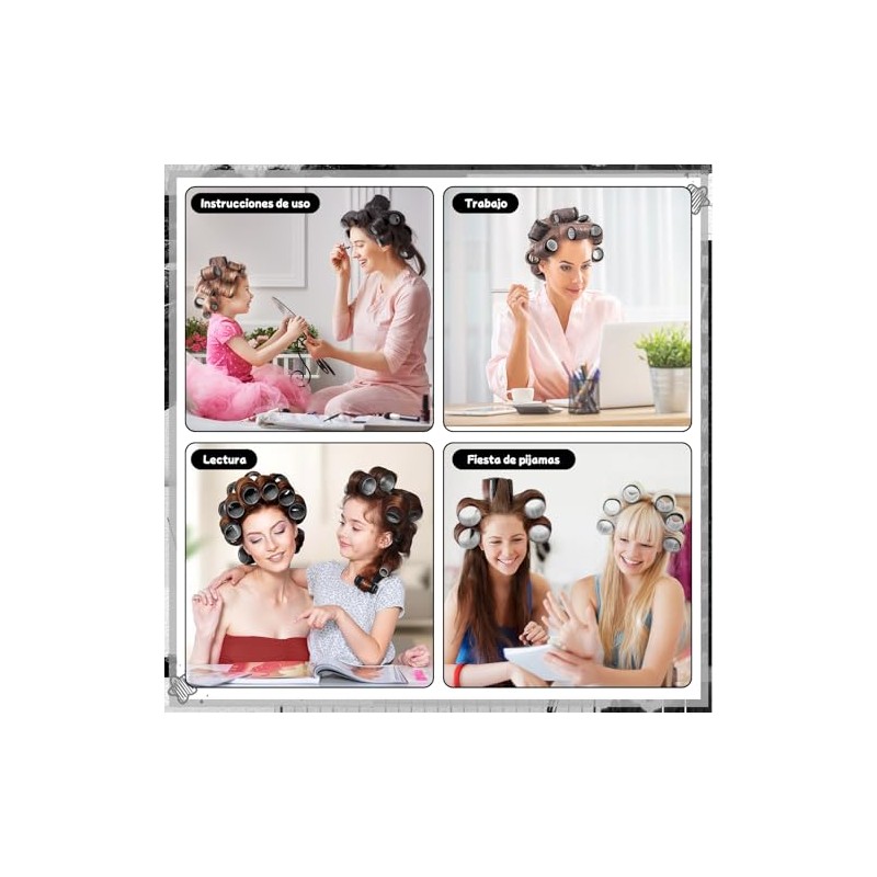 64PCS Tubos para Cabello, Rulos para Cabello, 5 Tamaños 25mm