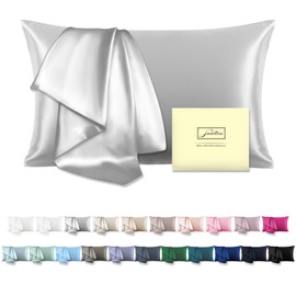 Natural Mulberry Silk Pillowcase for Hair and Skin Standard Size 20"X 26" with Hidden Zipper Soft Breathable Smooth Cooling Silk Pillow Covers(Silver Grey,Standard,1Pcs)