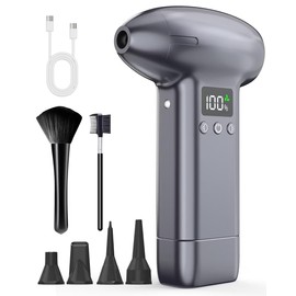 Upgraded Compressed Air Duster-300000RPM Ultra-Powerful Brushless Motor Electric Air Duster 30W Fast Charging &4 Light Modes,Rechargeable 3-Gear Adjustable Cordless Blower for PC,Keyboard,Car,Outdoor