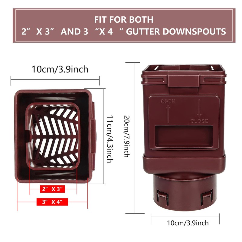 JXLXYY (2 Packs) Downspout Leaf Filter Downspout Cleanout,Leaf Removers, Gutter