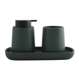 MSV Maonie Ceramic Soap Dispenser Liquid Soap Dispenser 300 ml Matt Dark Green