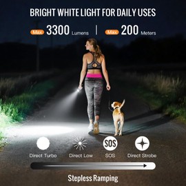 sofirn SR23 3200 Lumens EDC Flashlight USB C Rechargeable, Bright LED Flashlight with UV Light, High Lumens Portable Handheld Dual Sources Pocket Light for Outdoor, Checking, Working, Emergency