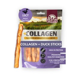 Wild Eats Real Duck Collagen Retriever Bully Sticks for Dogs, (15 Count), Long Lasting Dog Chews, No Hide Dog Treat Bully Stick Alternative, Rawhide Free, Low Fat, High Protein, Grain Free