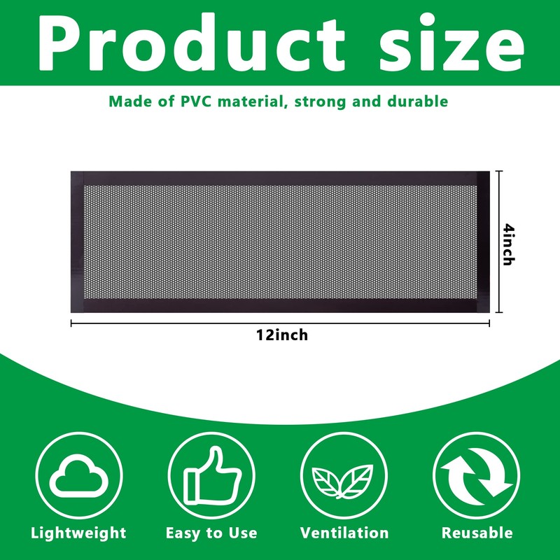 8pcs Floor Vent Mesh Covers, 4x12" Magnetic Air Vent Screen