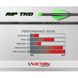 Victory Archery RIP TKO 0.204" Small Diameter Hunting Arrow (Spine: 300, 6 Pack Fletched, Straightness ± 0.003 - Gamer - Green)