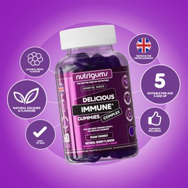 Immune Support Complex Gummy | Elderberry Extract 2000mg, Vitamin C and Zinc | Blueberry Flavour | 60 Vegan Gummies | Boost Immune System by NUTRIGUMS®