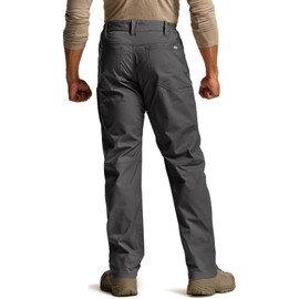 CQR Men's Flex Stretch Tactical Pants, Water Resistant Ripstop Cargo Pants, Lightweight EDC Outdoor Work Hiking Pants, Tac-Stretch Charcoal, 30W x 32L
