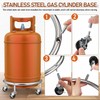 Luxshiny Movable Propane Cylinder Base, Propane Tank Stand with Wheels