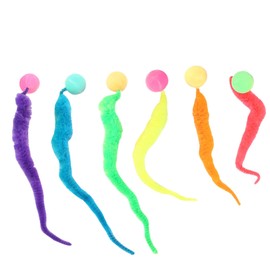 Yuannee Cat Worm Toy,6 PCS Colorful Worm Cat Toys Wiggly Worm Cat Bouncy Balls Cat Balls Kitten Toys for Indoor Cats Cat Wand Cat Enrichment Toys For All Ages Cat Color Random