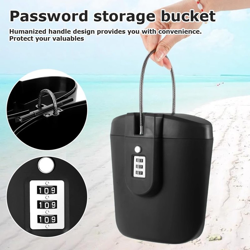 Portable Anti-Theft Lock Box, EUBSWA Beach Safe Security Lock Bag,