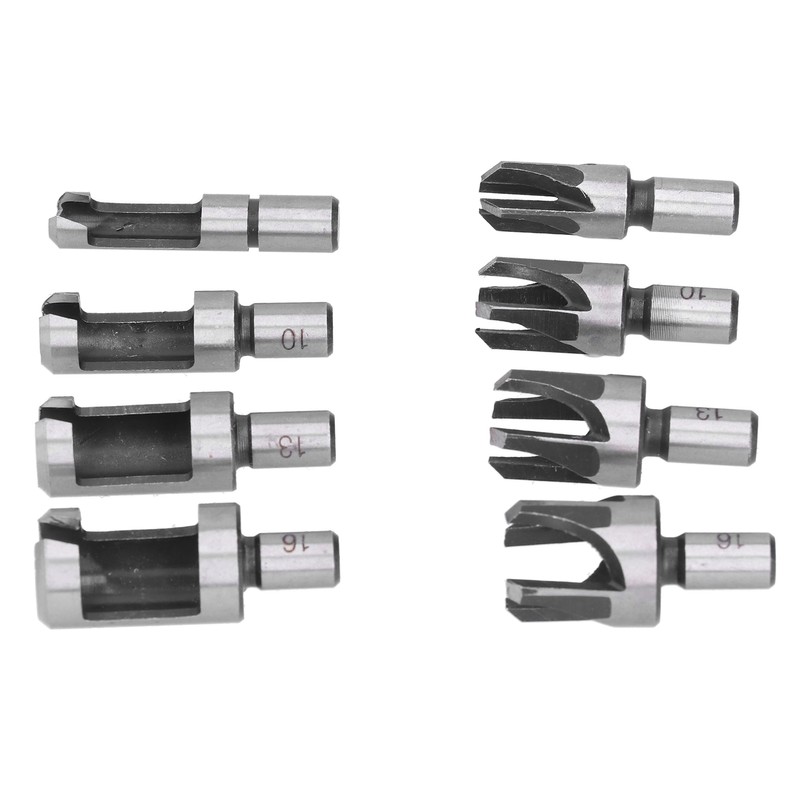 8Pcs Wood Plug Drill Bit Cutter Carbon Steel Industrial Barrel