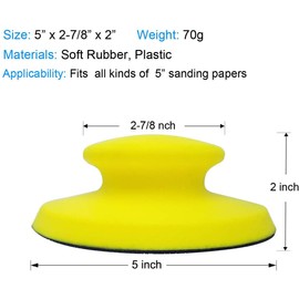 5 Inch Hand Sanding Block, Round Hook and Loop Backing Plate for Wood Furniture Restoration Home Arts and Crafts