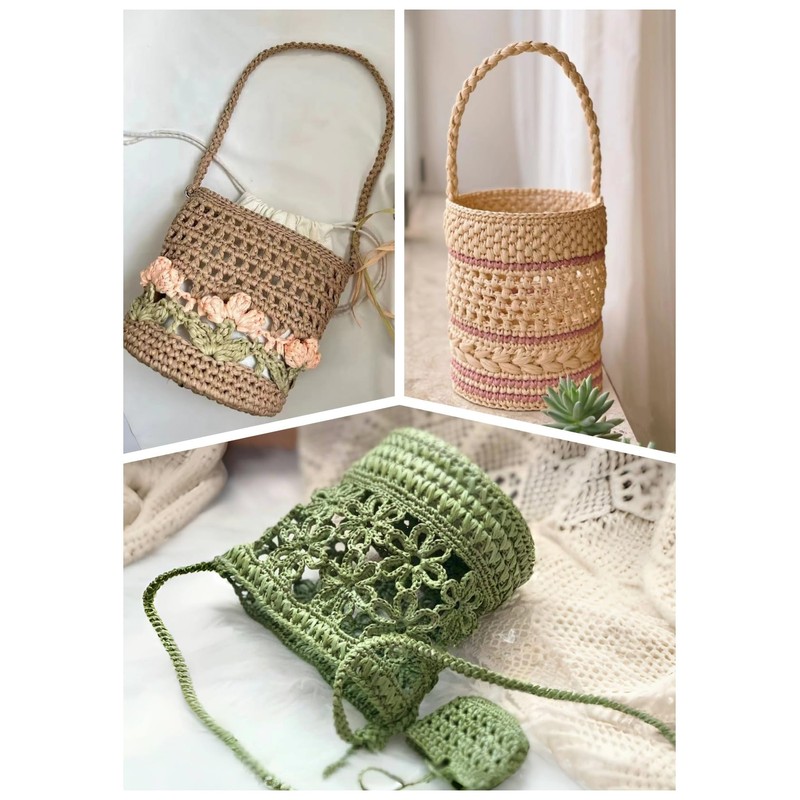 Raffia Yarn, Soft Raffia Yarn for Crochet，328ft，Smooth Raffia for Hand