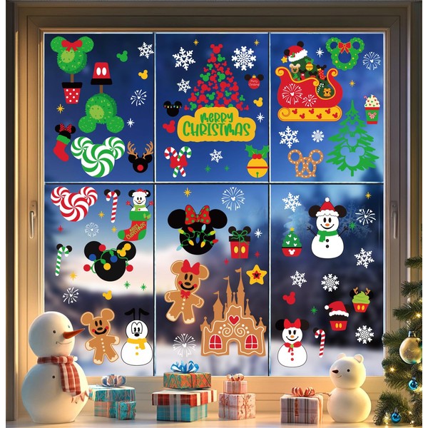Christmas Window Clings Decorations - Cute Funny Double-Sided Static Stickers