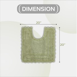 Better Trends Lilly Crochet Toilet Rugs u Shaped Washable,100% Cotton Contour Bath Rug & Crochet-Designed Bath mats for Bathroom, Soft Bathroom Toilet Rugs - Sage Green Contour Bath Mat