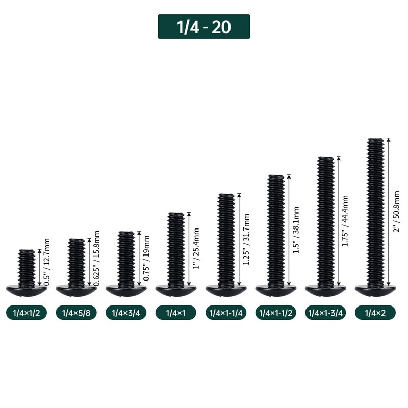 1/4-20 x 1 Stainless Truss Head Machine Screws 25 Pcs,