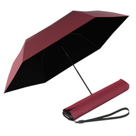 Knirps US.050 Ultra Light Pocket Size Manual Rain Umbrella in Bordeaux with Heat Shield UV Protection – 4oz Portable Travel Umbrellas with 35" Quick Dry Canopy, Windproof up to 62mph, UPF 50+