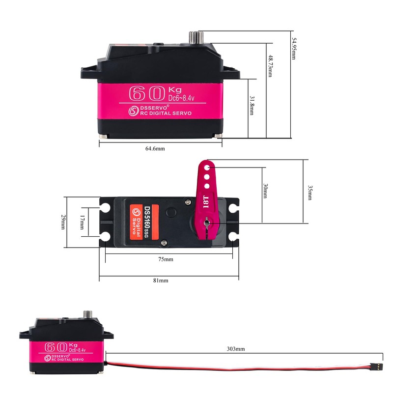 DS5160 60KG SSG HV Digital DS 270 Degree Servo, Waterproof