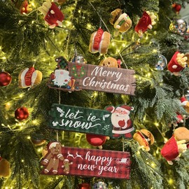 Cravonel Christmas Door Decorations, Merry Christmas Door Hanger Sign for Front Door, Traditional Holiday Welcome Hanging Decor for Doors Windows and Walls