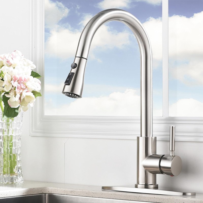 Kitchen Faucet with Pull Down Sprayer, Brushed Nickel Stainless Steel