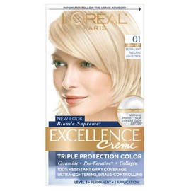 L'Oreal Paris Excellence Creme Haircolor, Extra Light Ash Blonde [01] (Cooler) 1 ea (Pack of 3)