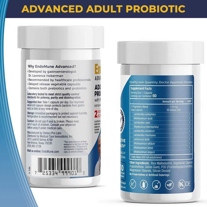 Endomune Advanced Adult Multi-Strain Probiotic Supplement with Prebiotic | 10