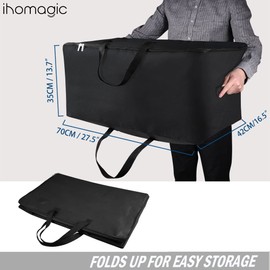 IHOMAGIC Foldable Underbed Storage, Storage Bag, Organiser Bag with Handle, Ultra Large Bag with 600D Oxford Waterproof Fabric, for Duvets, Cushions, Toys, 70 x 42 x 35 cm, Black, 100 L