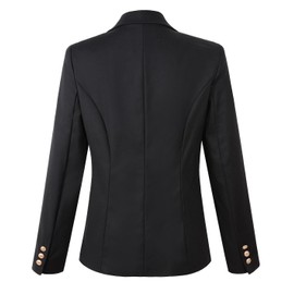 Womens Double Breasted Military Style Blazer Ladies Coat Jacket (US12, Black)