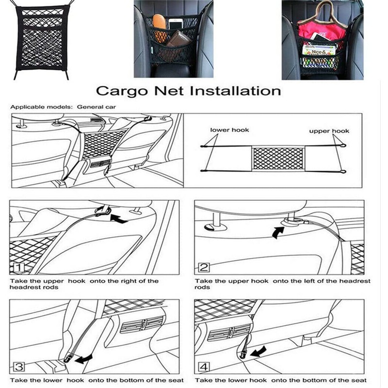 3-Layer Universal Universal Car Seat Mesh Tidy Storage Net Bag