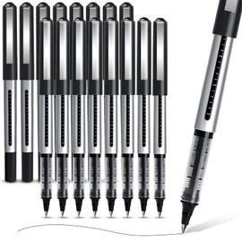 APOGO Rollerball Pens Black Ink, 16 Pack Pens Multipack 0.5mm Black Gel Pens, Quick-Drying Ink Pens, Writing Pens for Note Taking, Sketch, Bullet Journal, Black Pens for School & Office Supplies