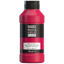 Liquitex Basics Acrylic Fluid Acrylic Paint with Flowing Consistency, Quick Drying, Non-Fading, Waterproof, Water-Based, 8870434, 250 ml Bottle, Dark Cadmium Red Colour