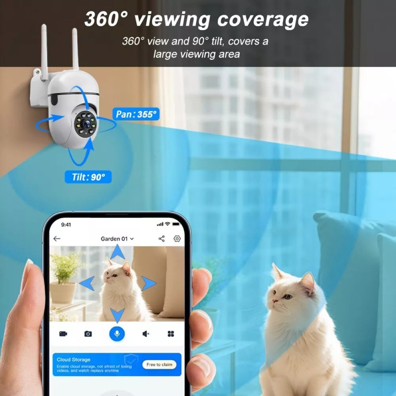 SANSCO 4PCS 5MP PTZ WIFI Security Camera Wireless Home Smart