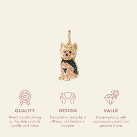 SCAMPER & CO Dog Breed Charms 925 Sterling Silver Necklace Pendant - Genuine Gemstone and Cubic Zirconia Puppy Charm Jewelry Gift for Bracelet & Necklace Women Dog Moms, Sterling Silver, Cubic