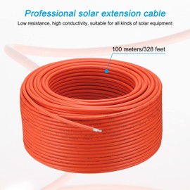 MECCANIXITY Solar Panel Wire 328ft 10AWG 6mm2 Solar Cable Extension Tinned Copper Wire Red for RV Boat Marine Solar Panel