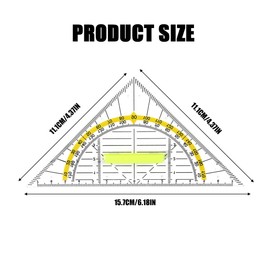 RDNKVB 4pcs Geo Plastic Triangle with Handle Protractor Removable Handle Facet Ink Nubs Metric Scale