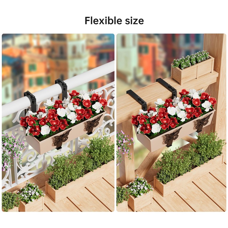 LAWYAMAI 6 Pack Window Box Brackets, Adjustable Planter Box Brackets,