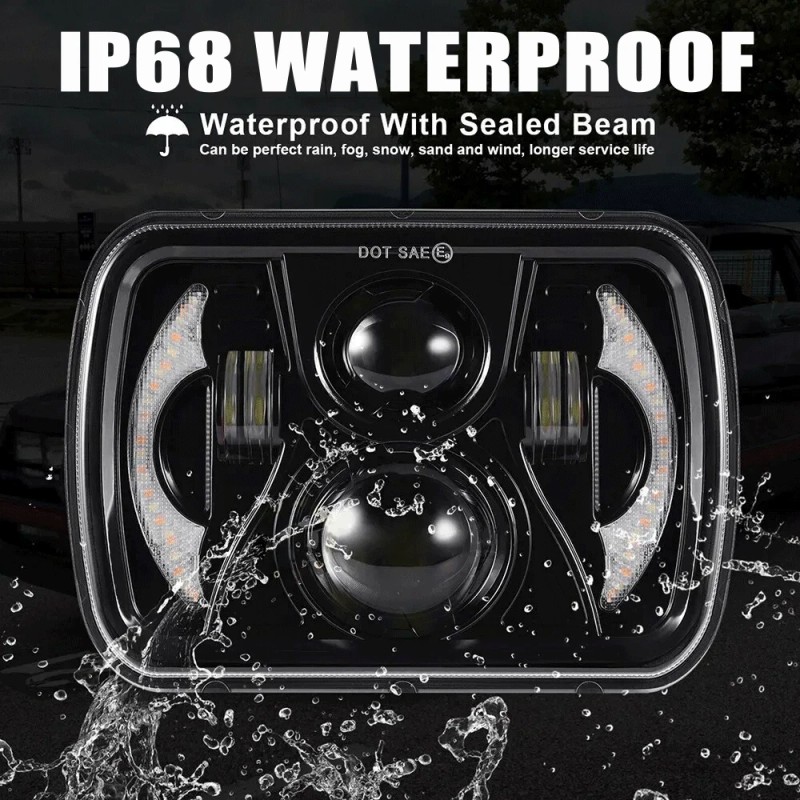 Unbranded Pair 5x7" 7x6" LED Headlights DRL For Chevy El