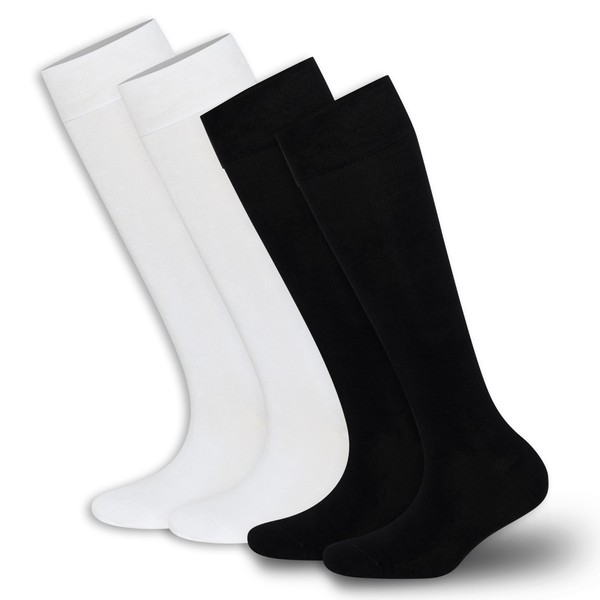 BAMBOOVEN Women's Rayon Made From Bamboo Knee High Socks-Black/White-US (6-9)-409